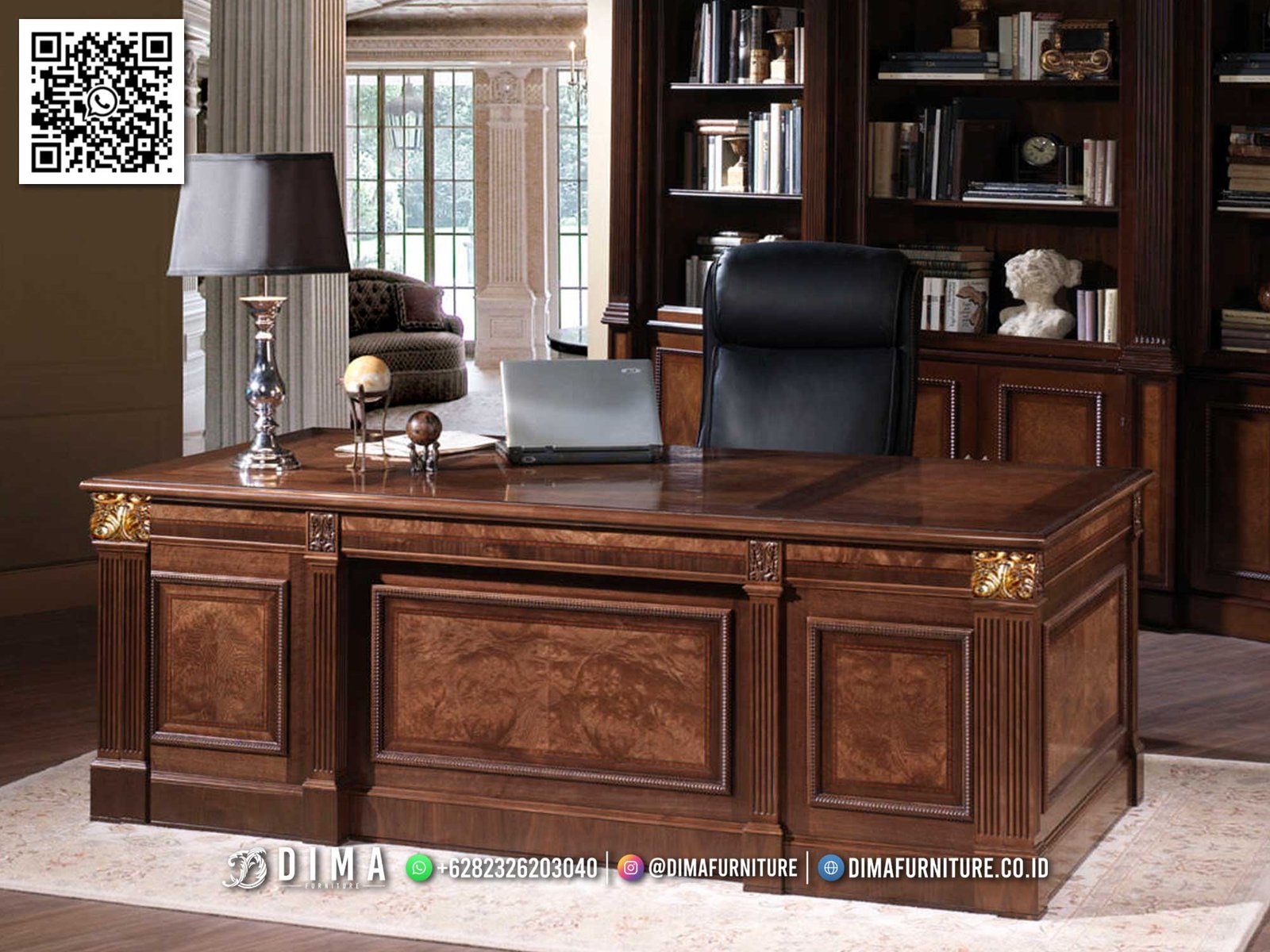 Meja Direktur Mewah Dima Majestic – Kayu Jati Solid 35IM Meja Direktur Mewah Dima Majestic – Kayu Jati Solid 35IM