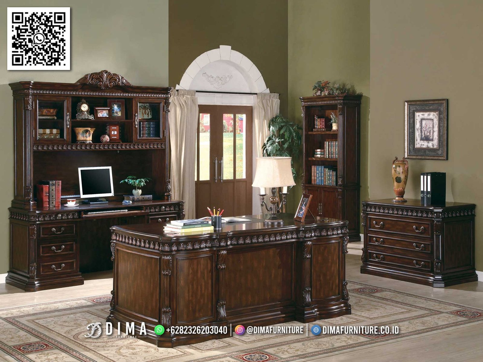 Meja Kantor Klasik Dima – Premium Elegan Solid 31IM Meja Kantor Klasik Dima – Premium Elegan Solid 31IM