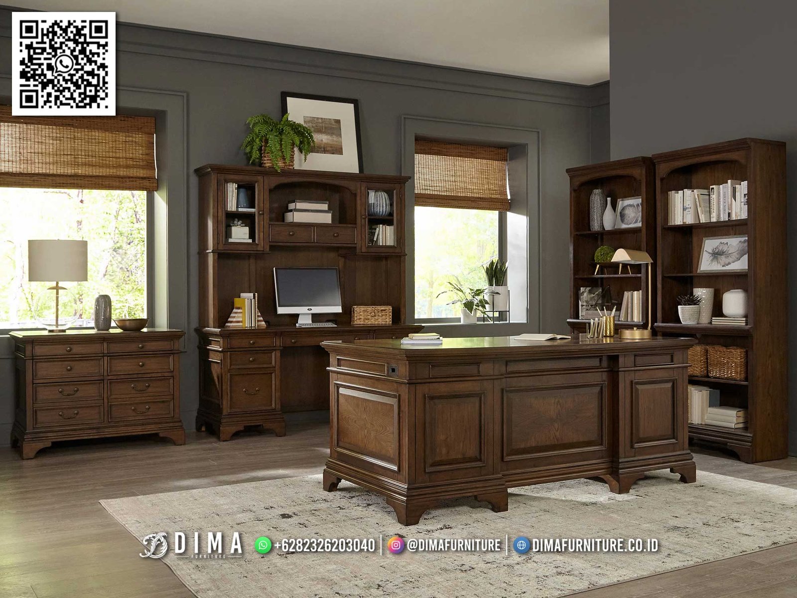 Set Meja Kantor Premium Bavaro Kayu Jati Elegan 32IM Set Meja Kantor Premium Bavaro Kayu Jati Elegan 32IM
