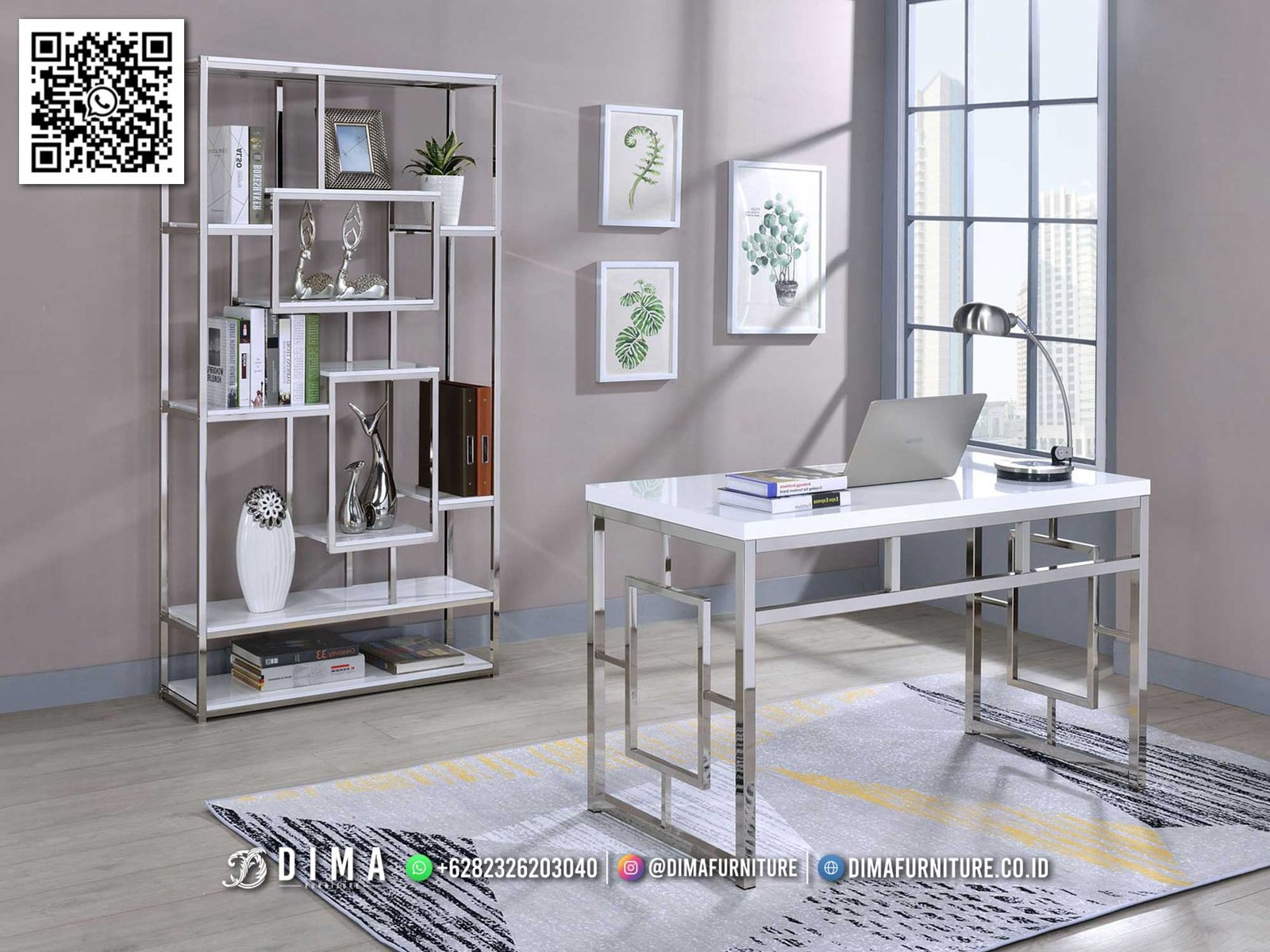 Meja Kantor Minimalis Modern Premium Elegan Putih 37FI Meja Kantor Minimalis Modern Premium Elegan Putih 37FI
