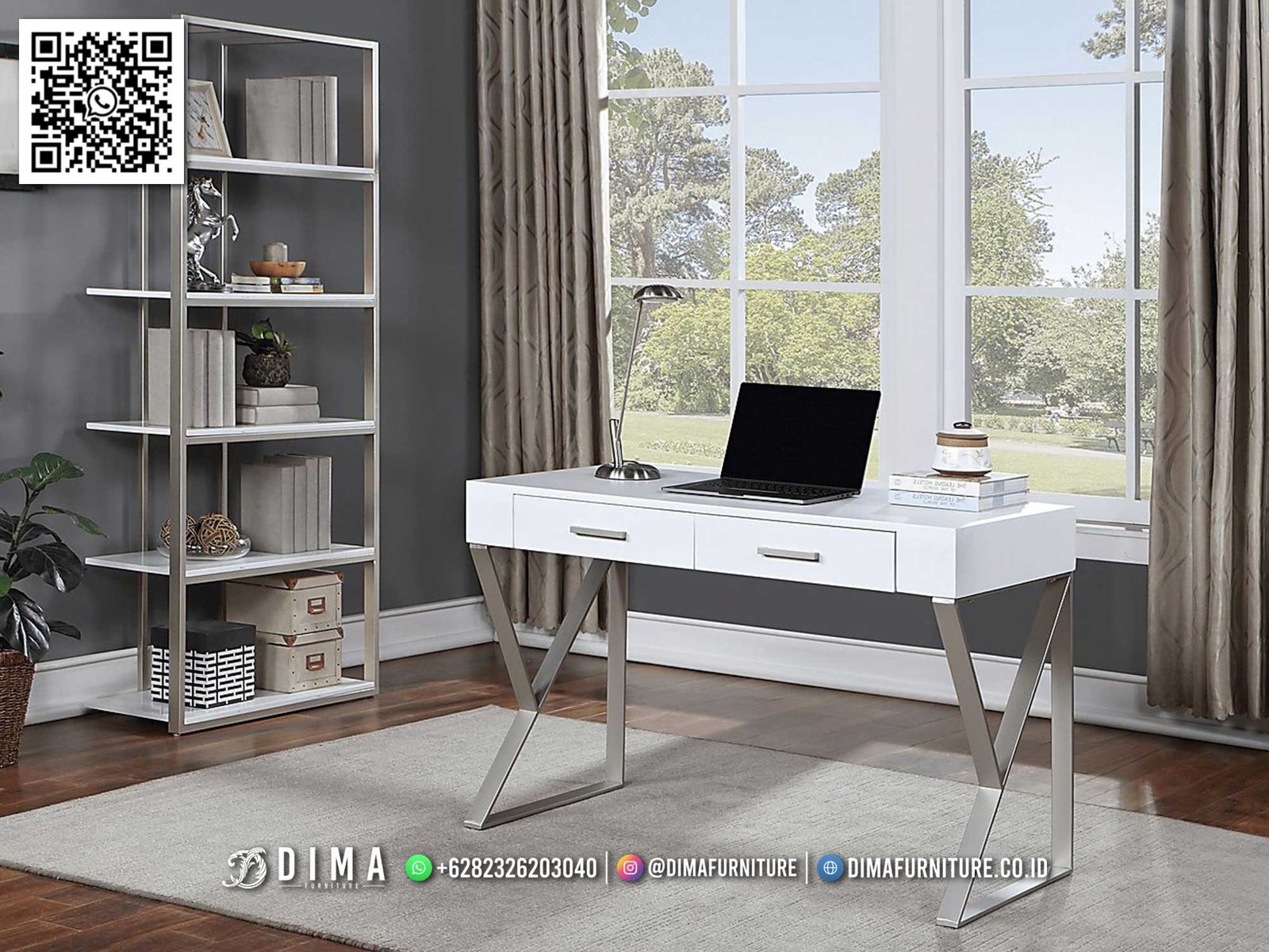 Meja Kantor Putih Elegan Minimalis untuk Ruang Kerja Modern 38FI Meja Kantor Putih Elegan Minimalis untuk Ruang Kerja Modern 38FI