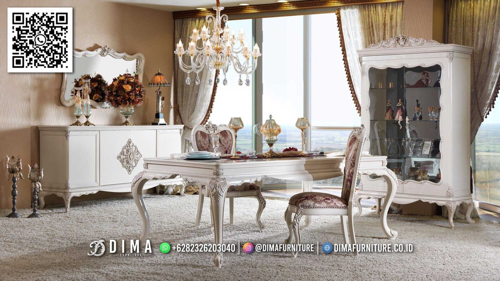 Meja Makan Elegan Ivory Gold Klasik Terbaru Dima 44FI Meja Makan Elegan Ivory Gold Klasik Terbaru Dima 44FI