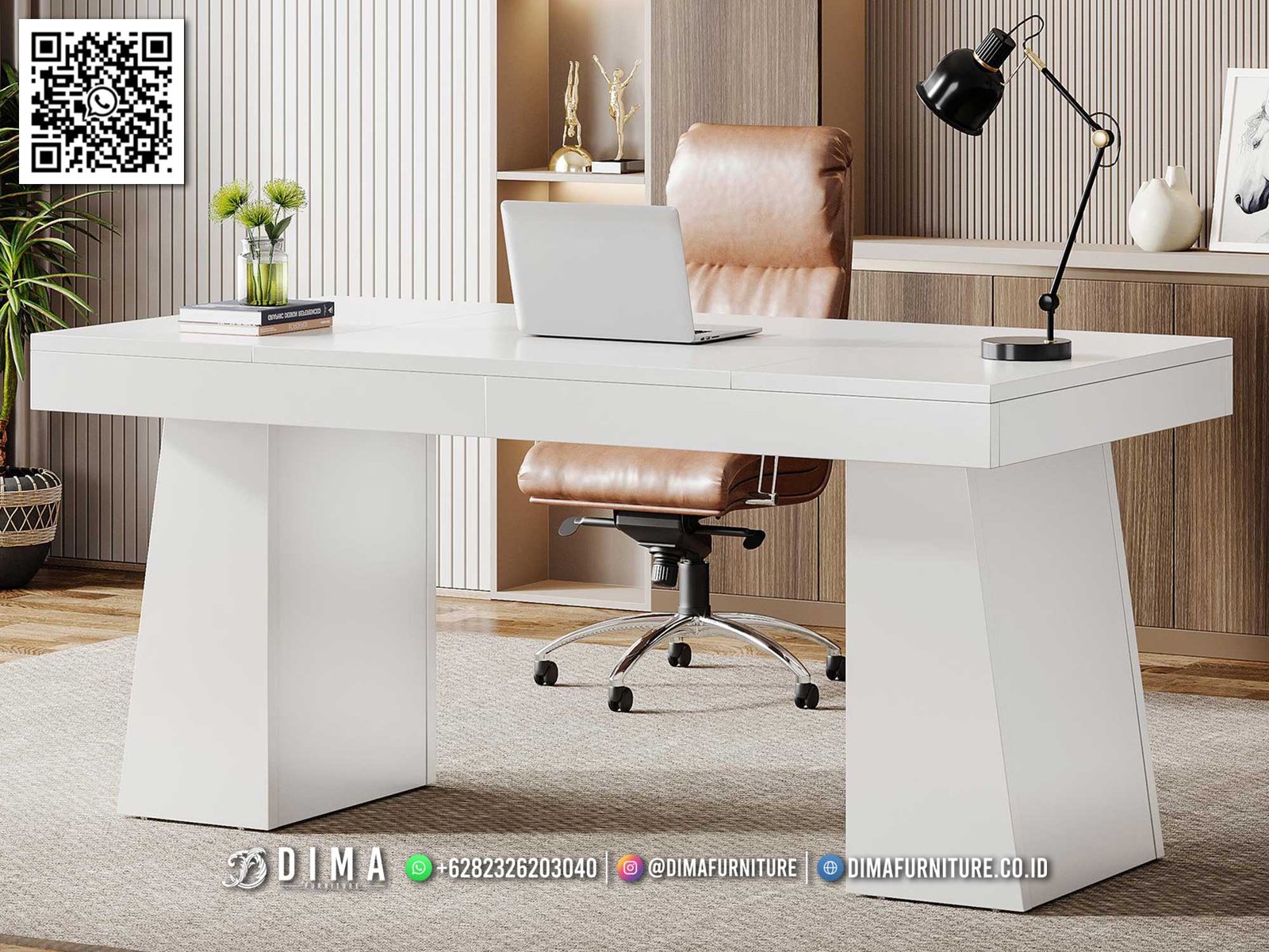 Set Meja Kantor Valdena Modern Putih Finishing Glossy 53FI Set Meja Kantor Valdena Modern Putih Finishing Glossy 53FI