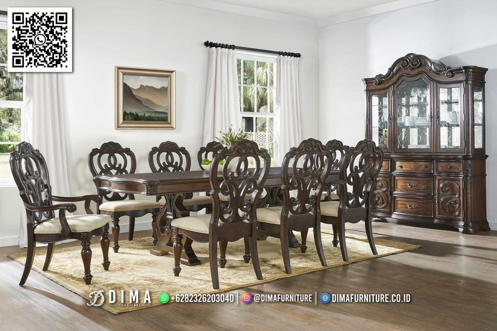 Set Meja Makan Klasik Jepara Royal Wood Harmony 48FI Set Meja Makan Klasik Jepara Royal Wood Harmony 48FI