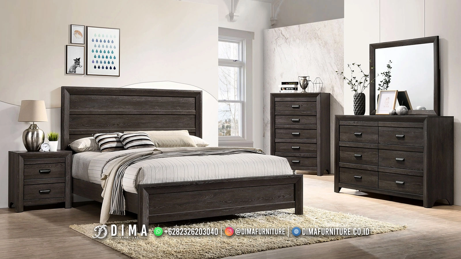 Kamar Set Minimalis Ruang Tidur Modern Iris Dark Oak 72IM Kamar Set Minimalis Ruang Tidur Modern Iris Dark Oak 72IM
