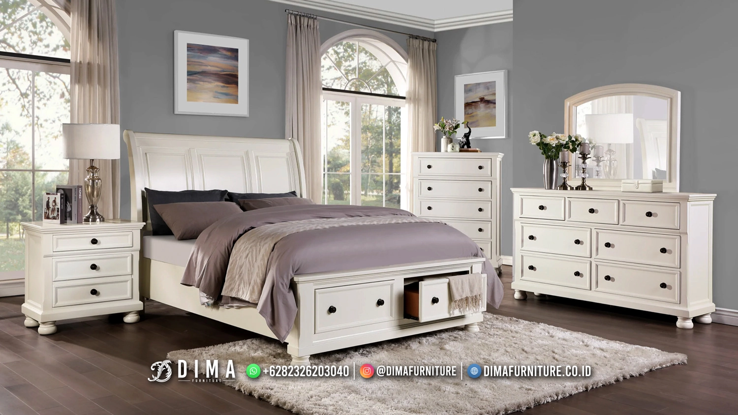 Tempat Tidur Minimalis Premium White Eropa Style 70IM Tempat Tidur Minimalis Premium White Eropa Style 70IM