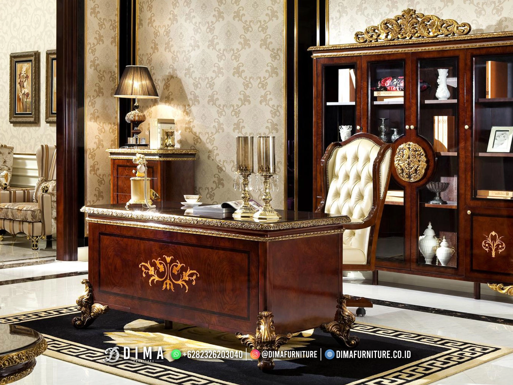 Meja Kerja Direktur Kayu Jati Premium Ukir Mewah 87IM Meja Kerja Direktur Kayu Jati Premium Ukir Mewah 87IM
